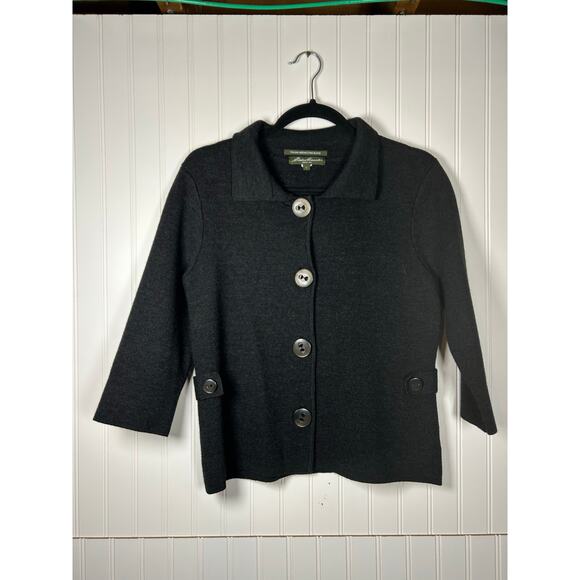 Eddie Bauer Merino wool bland women’s blazer/jacket Sz L button up grey office - Picture 1 of 11